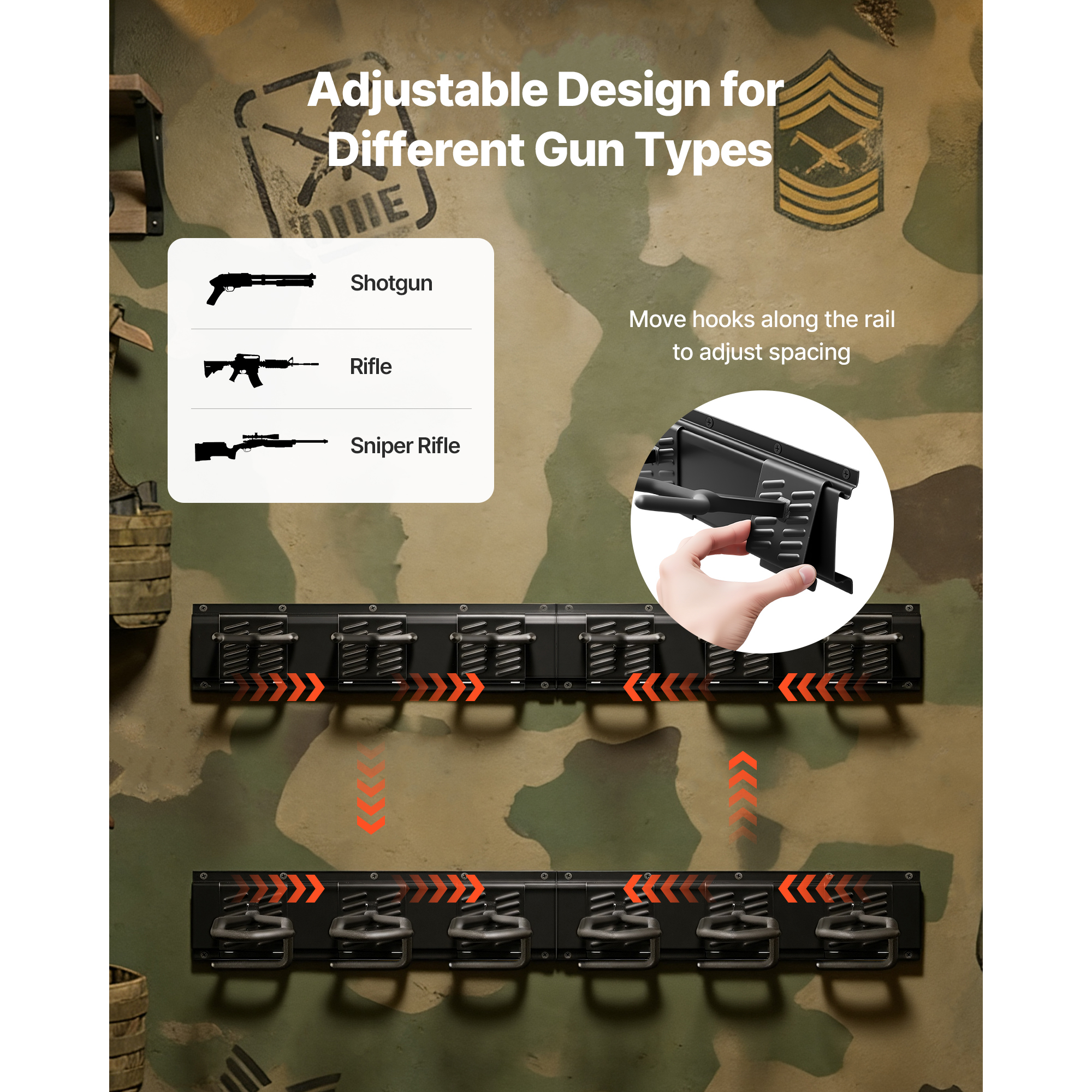 Uimoso Gun Rack Wall/Floor Mount for 2-9 Rifles, Tactical Storage Solution