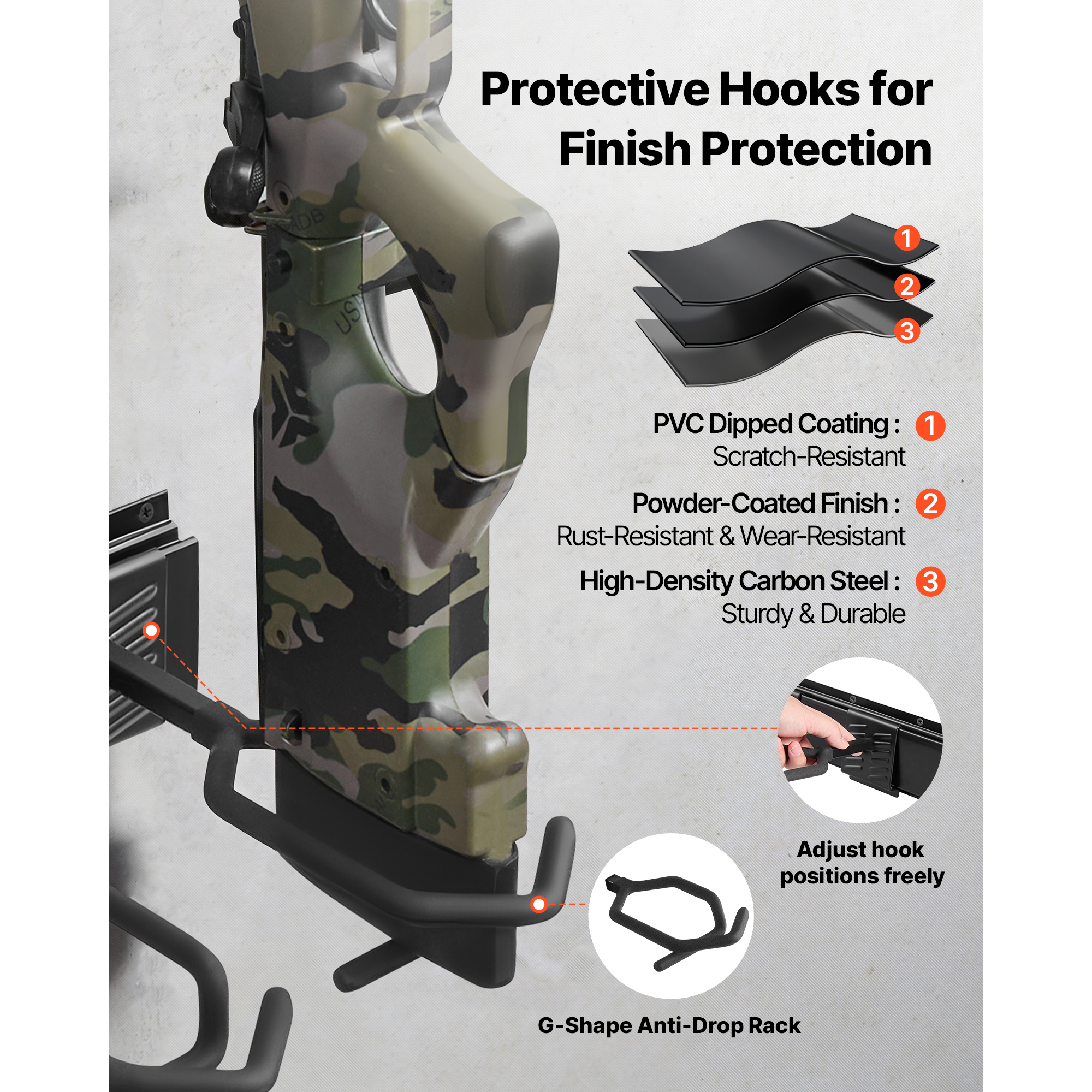 Uimoso Gun Rack Wall/Floor Mount for 2-9 Rifles, Tactical Storage Solution