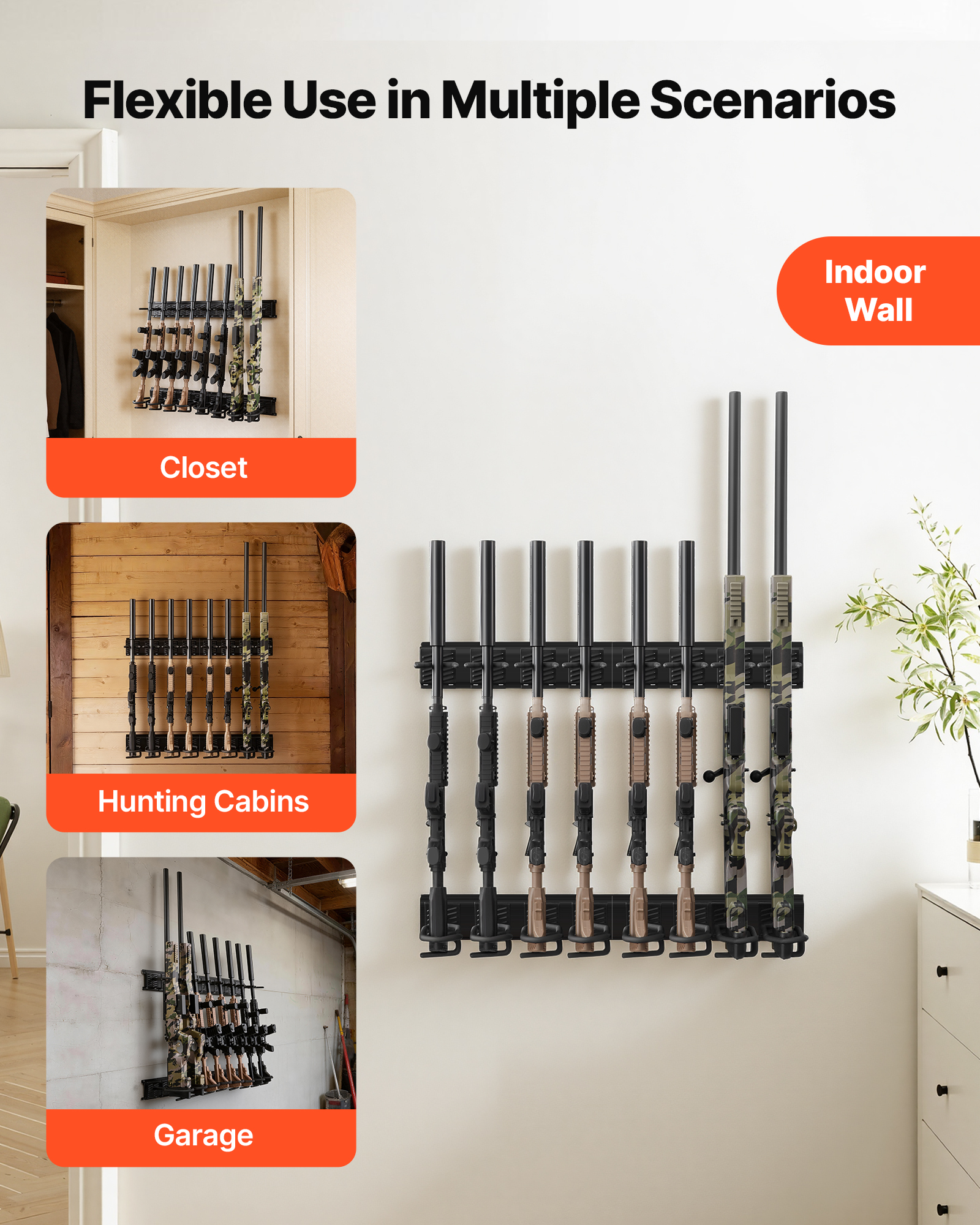 VEVOR Gun Rack Wall Mount/Floor Standing Tactical Rack Holds 2/3/4/5/6 ...