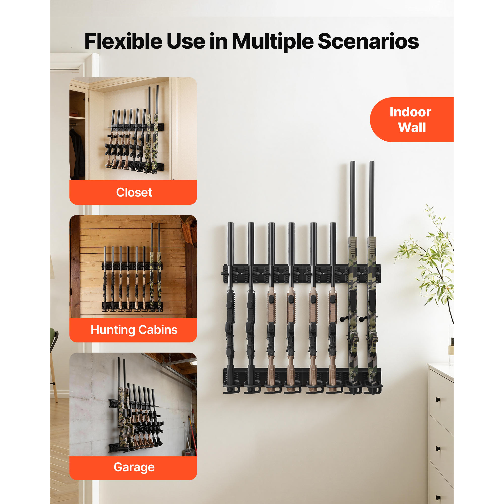 Uimoso Gun Rack Wall/Floor Mount for 2-9 Rifles, Tactical Storage Solution