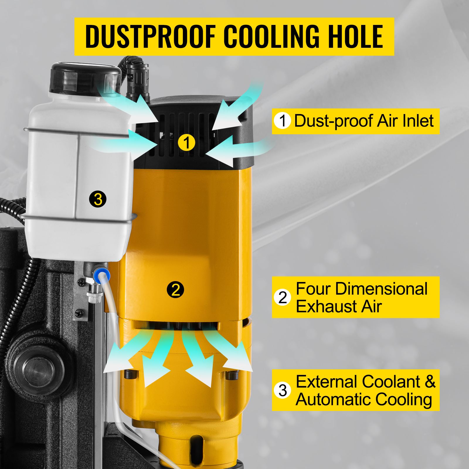 VEVOR Mag Drill, 0-300 RPM Stepless Speed Electromagnetic Drill Press, 2" Depth 2" Dia Magnetic Core Drill, 2922lbf Boring Tool Drill Press, 1680 Watts Drill Press, Yellow and Black Drill Machine