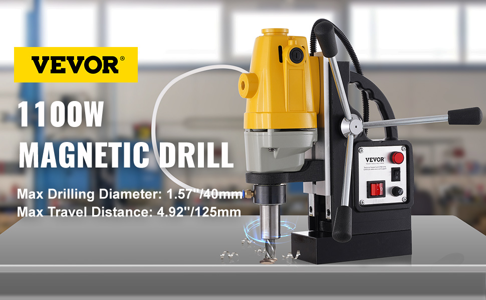 Perceuse magnétique électrique, force 2700 lbs/12000 N, 1100 W