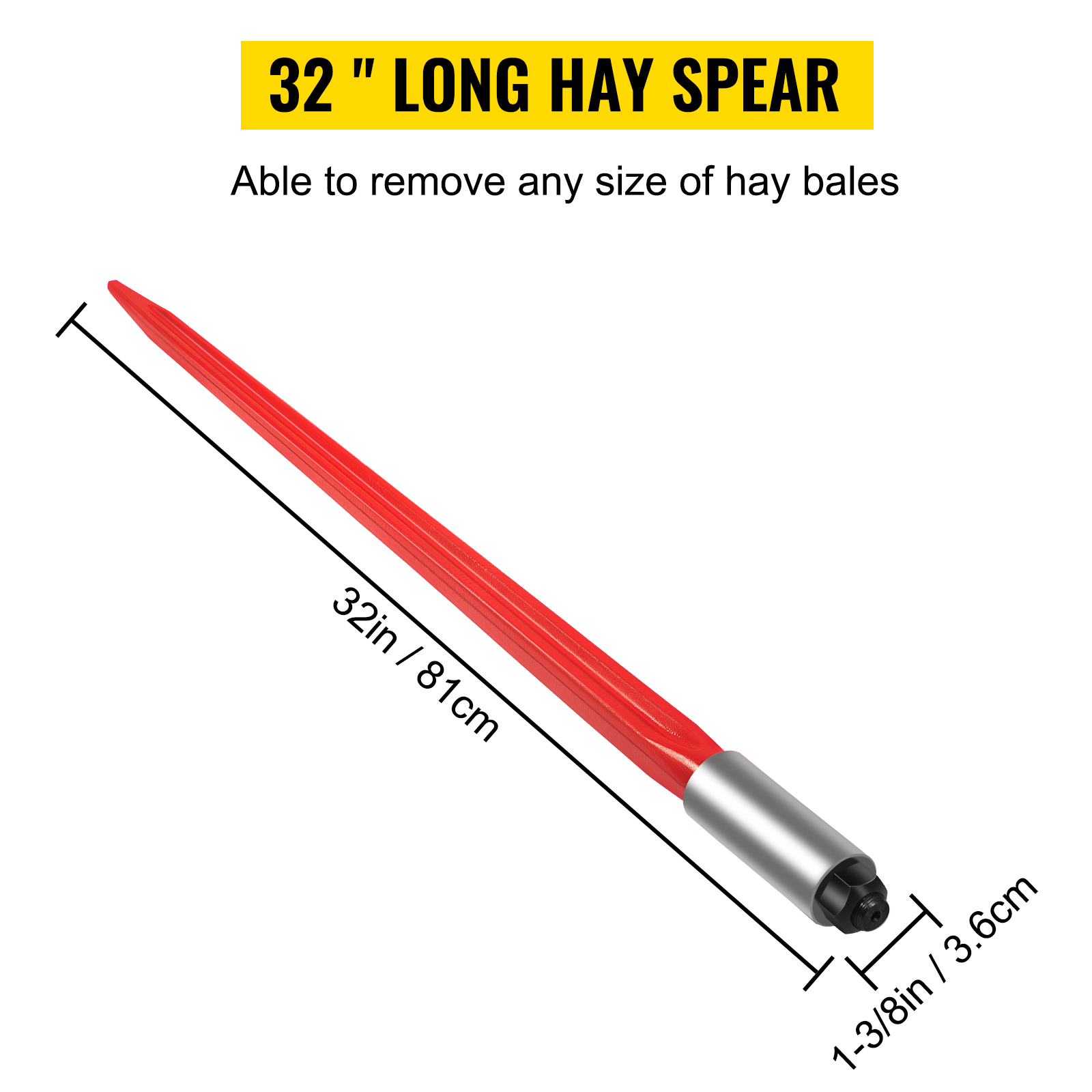 Hay Spear 32 Bale Spear 1350 lbs Capacity, Bale Spike Quick Attach Square  Hay Bale Spears