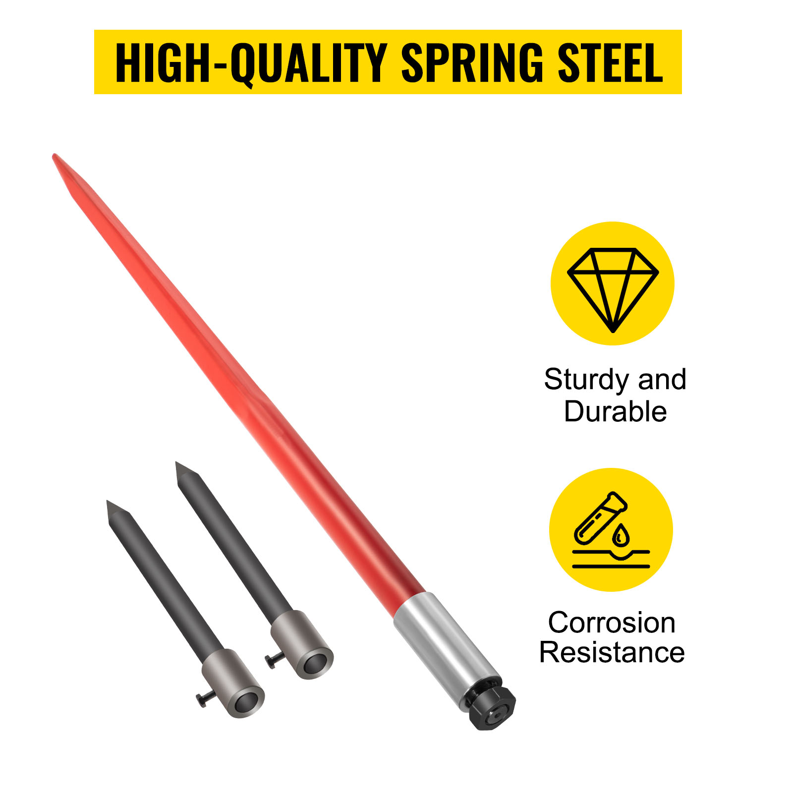 thumbnail image 2 of Snapklik.co : PULLAFUN Hay Spear 49" Bale Spear, Heavy Duty Quick Attach Square Hay Bale Spears 2 of 10