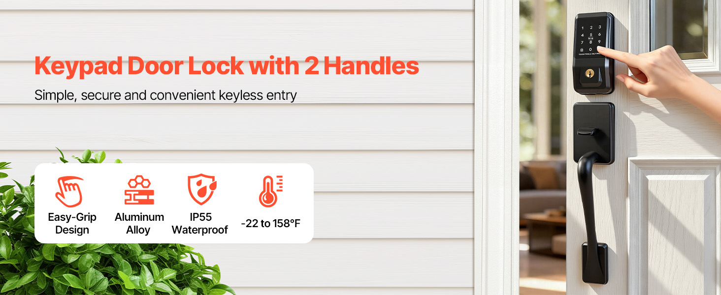 Keypad door lock installed on door