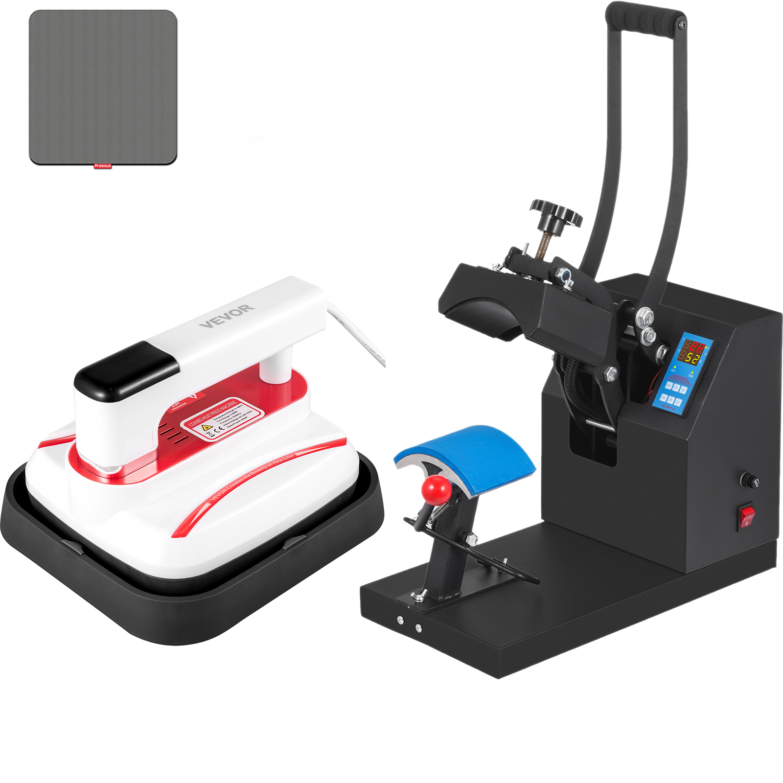 VEVOR Heat Press Kit, 5.5"x3.5" Heat Press for Hat Cap & 7"x8" Portable Mini Heat Press for T