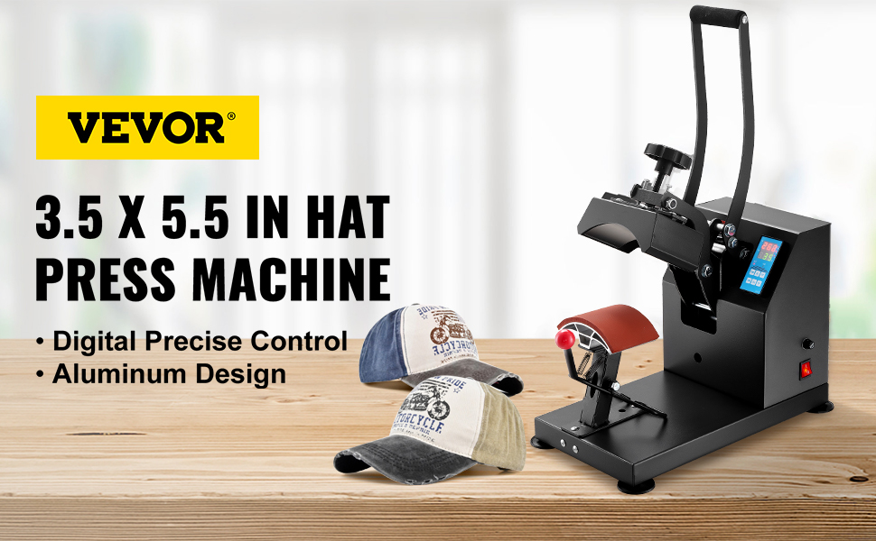 Presse à Chaud Pour Casquettes VEVOR - 4 Platines Interchangeables - Contrôle Température/Temps - Sublimation, HTV