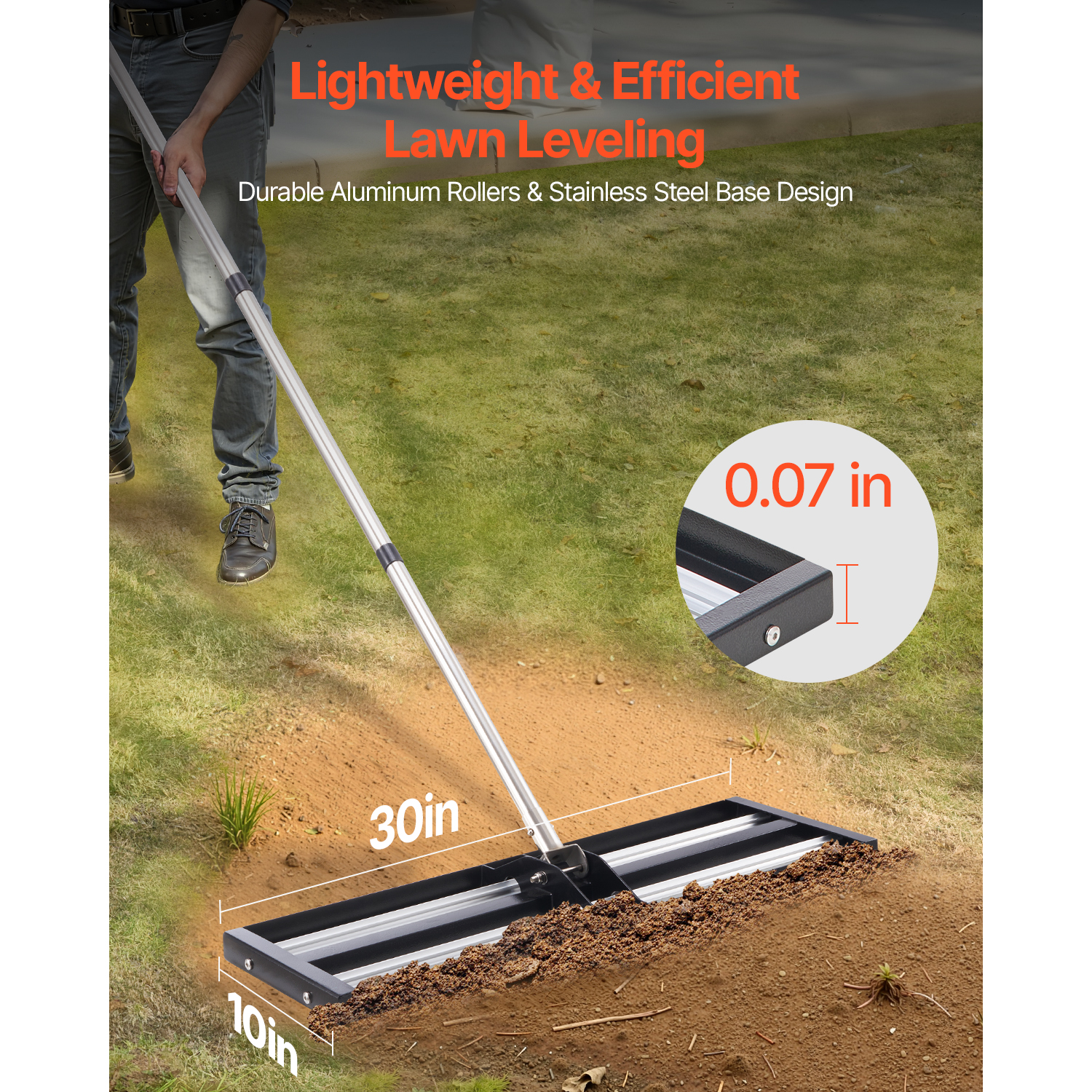 Builders Leveling Rake Mophorn Lawn Leveling Rake with Adjustable Handle, 30x10 in Ground ...