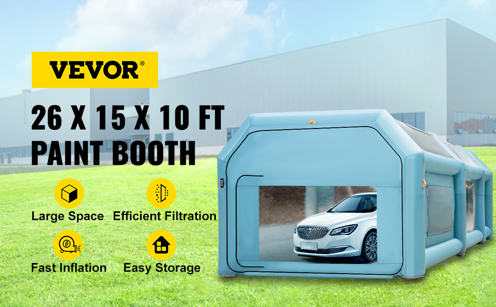 VEVOR Inflatable Paint Booth, 19.69x13.12x8.53 ft Spray Paint Booth,  Powerful 750W+350W Blowers Inflatable Spray Booth with Air Filter System,  Car Paint Booth for Car Parking Tent Workstation
