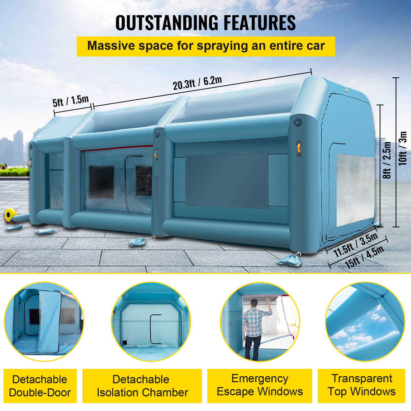 Inflatable Paint Booth Spray Booth Car Tent w/2 Blowers 5 Sizes For Choice - Picture 40 of 54