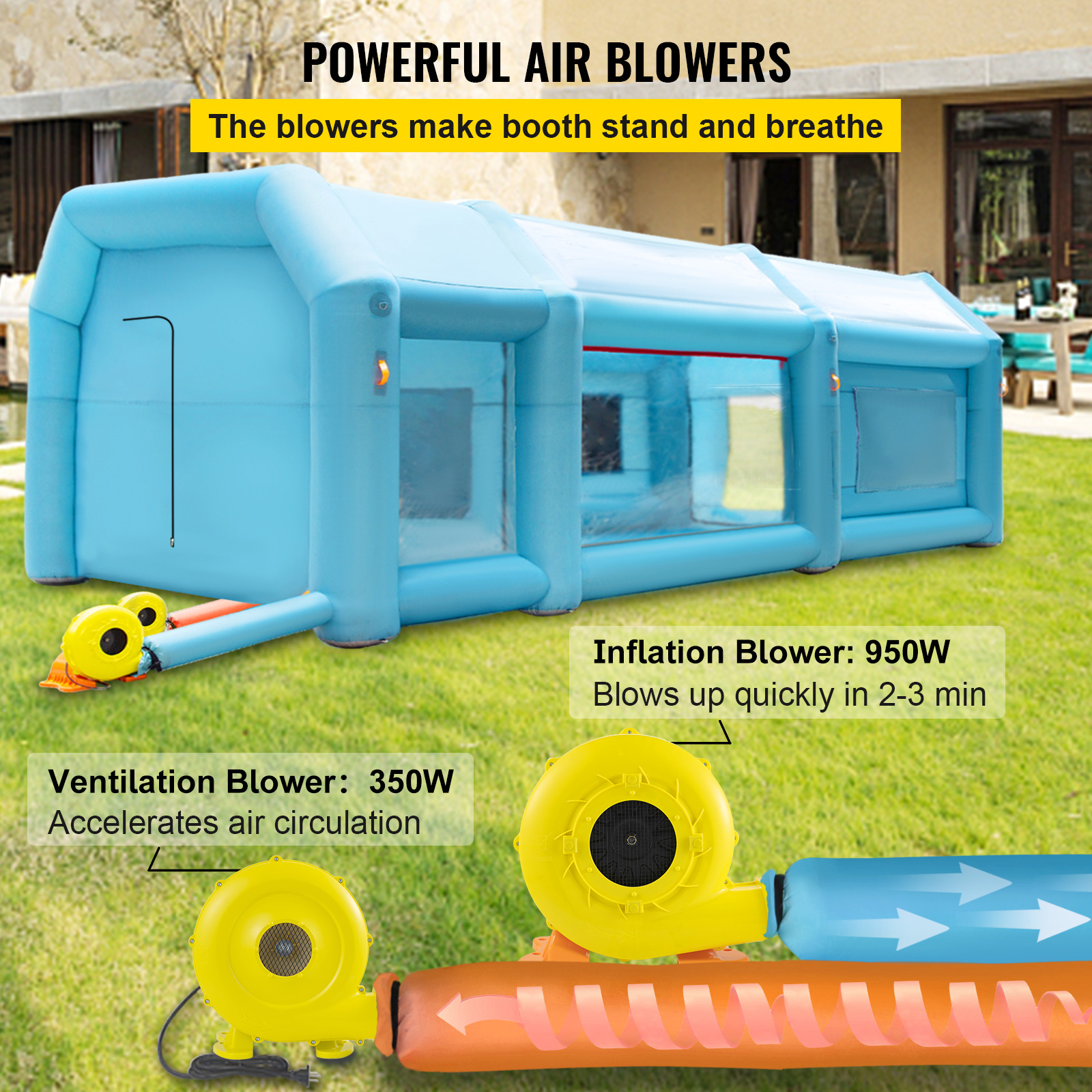 Inflatable Paint Booth Spray Booth Car Tent w/2 Blowers 5 Sizes For Choice - Picture 42 of 54