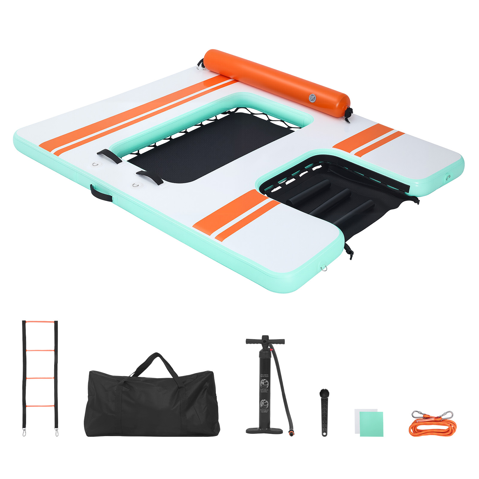 Inflatable Floating Dock 8’x6′ 10’x6′ 8′ 10′ 12′ 8.5′ 10’x8′ 15’x6′ w/ Mesh Pool