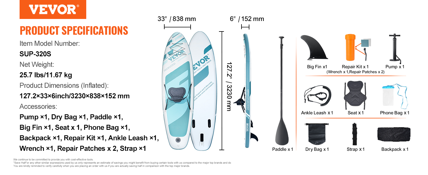 Nafukovací paddleboard V ' x 33