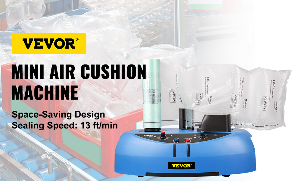 VEVOR Air Cushion Machine, 164 ft/50 m Test Film Roll, 110V Air Pillow Maker with 13 ft/min(4 m