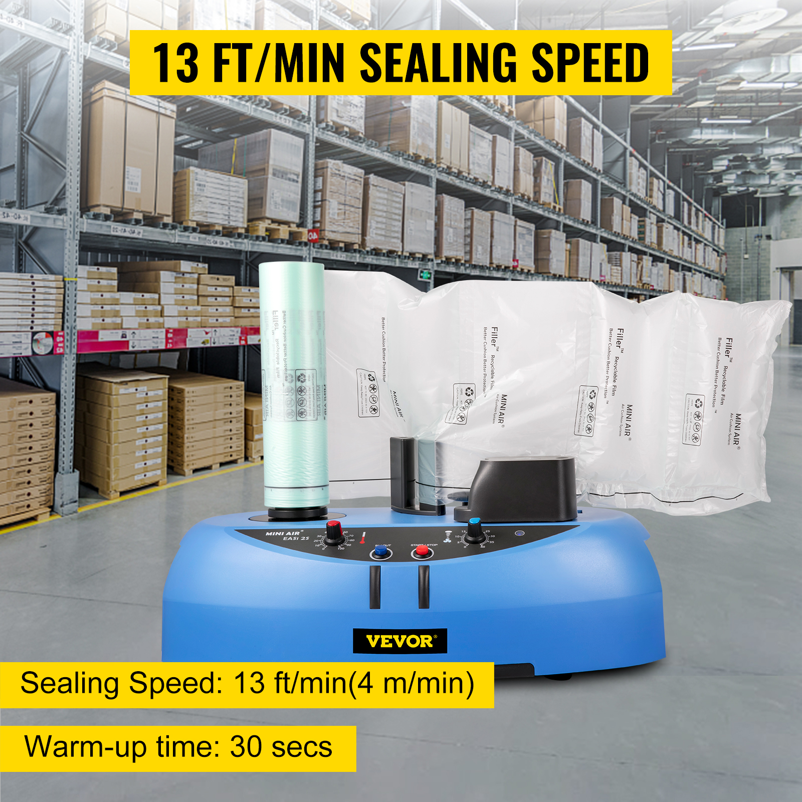 VEVOR Air Cushion Machine, 164 ft/50 m Test Film Roll, 110V Air Pillow