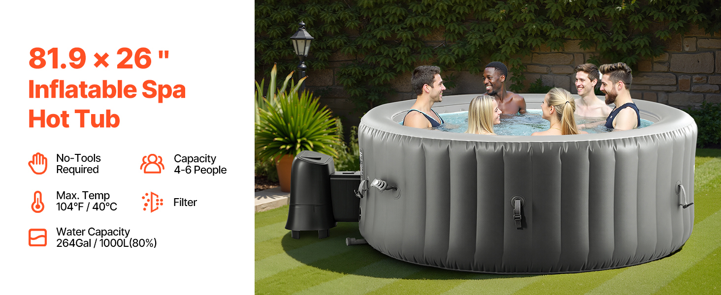 Inflatable Hot Tub to Person in Round Portable Outdoor