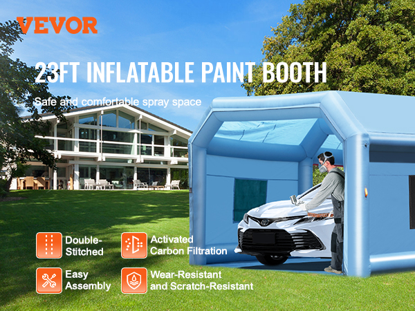 Cabine De Peinture Gonflable VEVOR - 8x4x3 M - 2 Souffleurs - Pour Voiture, Atelier