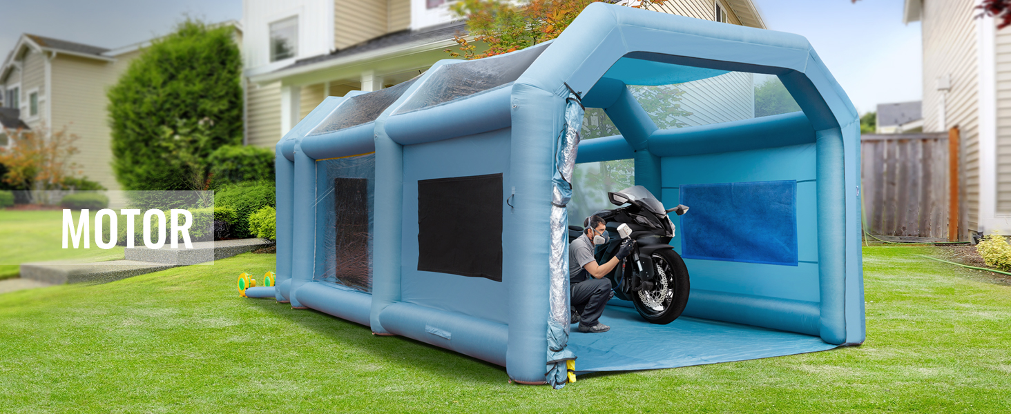 VEVOR Portable Inflatable Paint Booth 23 ft. x 13 ft. x 8 ft. Inflatable Spray Booth Motorcycle Garage with Air Filter System