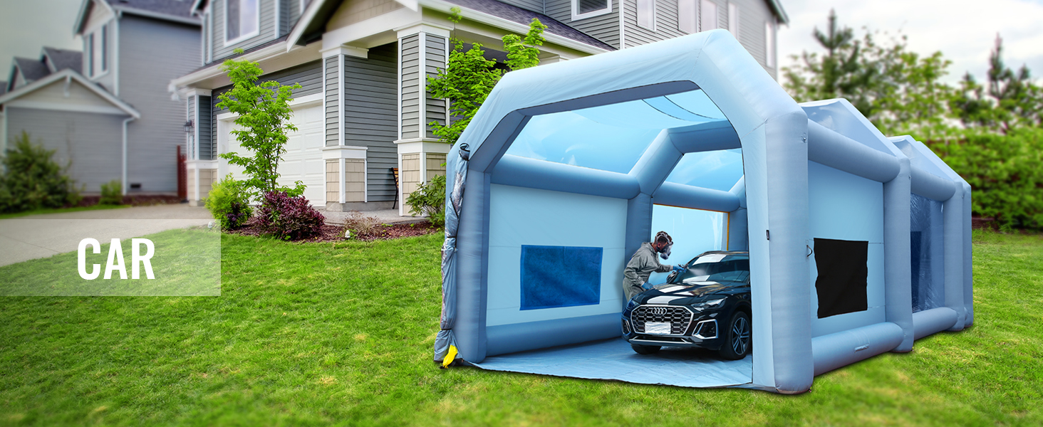 VEVOR Inflatable Paint Booth, 33x20x13ft Inflatable Spray Booth, High  Powerful 950W+1100W Blowers Spray Booth Tent, Car Paint Tent Air Filter  System for Car Parking Tent Workstation Motorcycle Garage