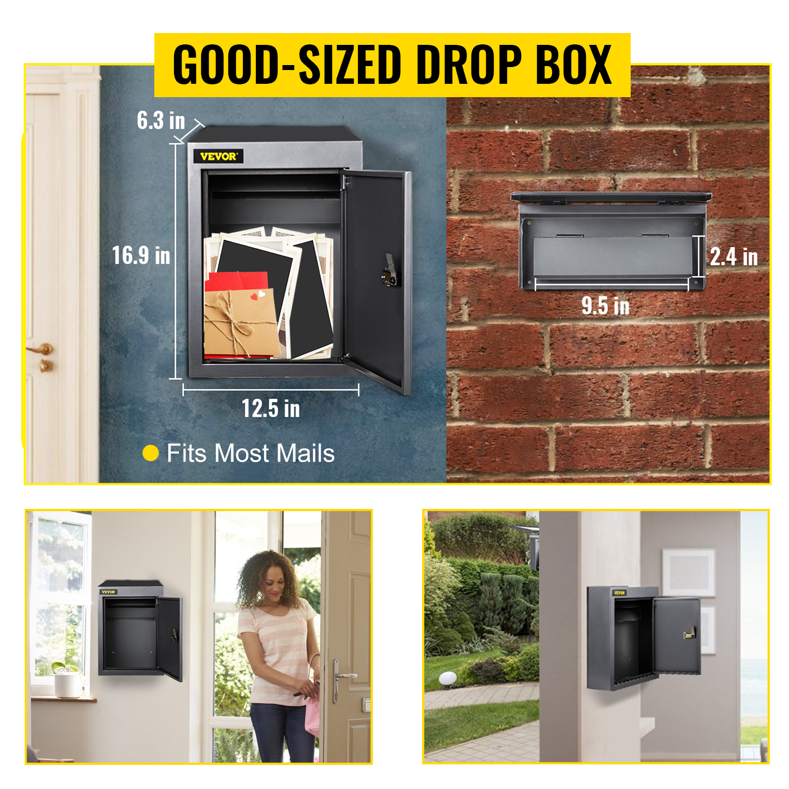 Outdoor Wall Mount Dropbox Storage Letter Box Through The Door