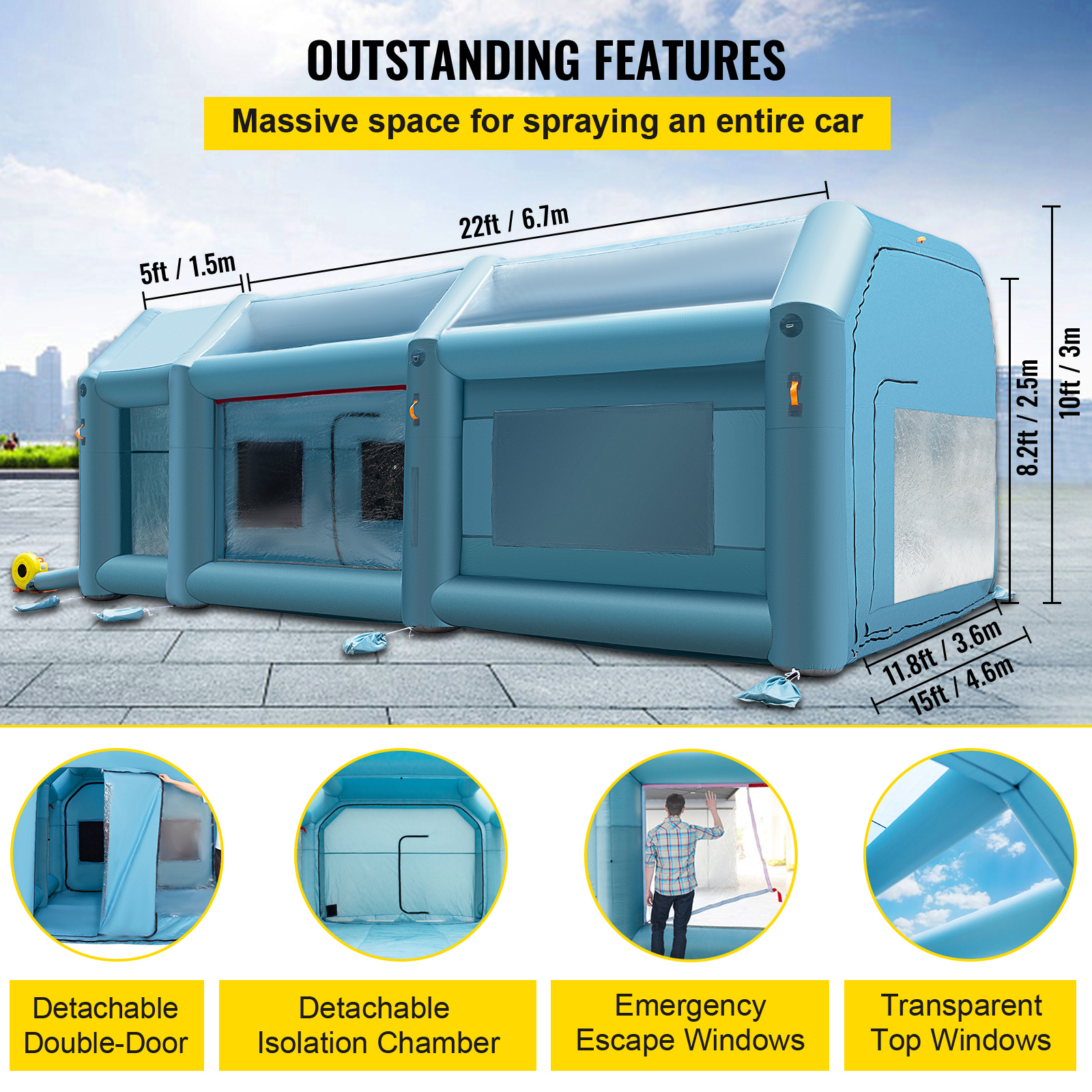 Inflatable Paint Booth Spray Booth Car Tent w/2 Blowers 5 Sizes For Choice - Picture 49 of 54