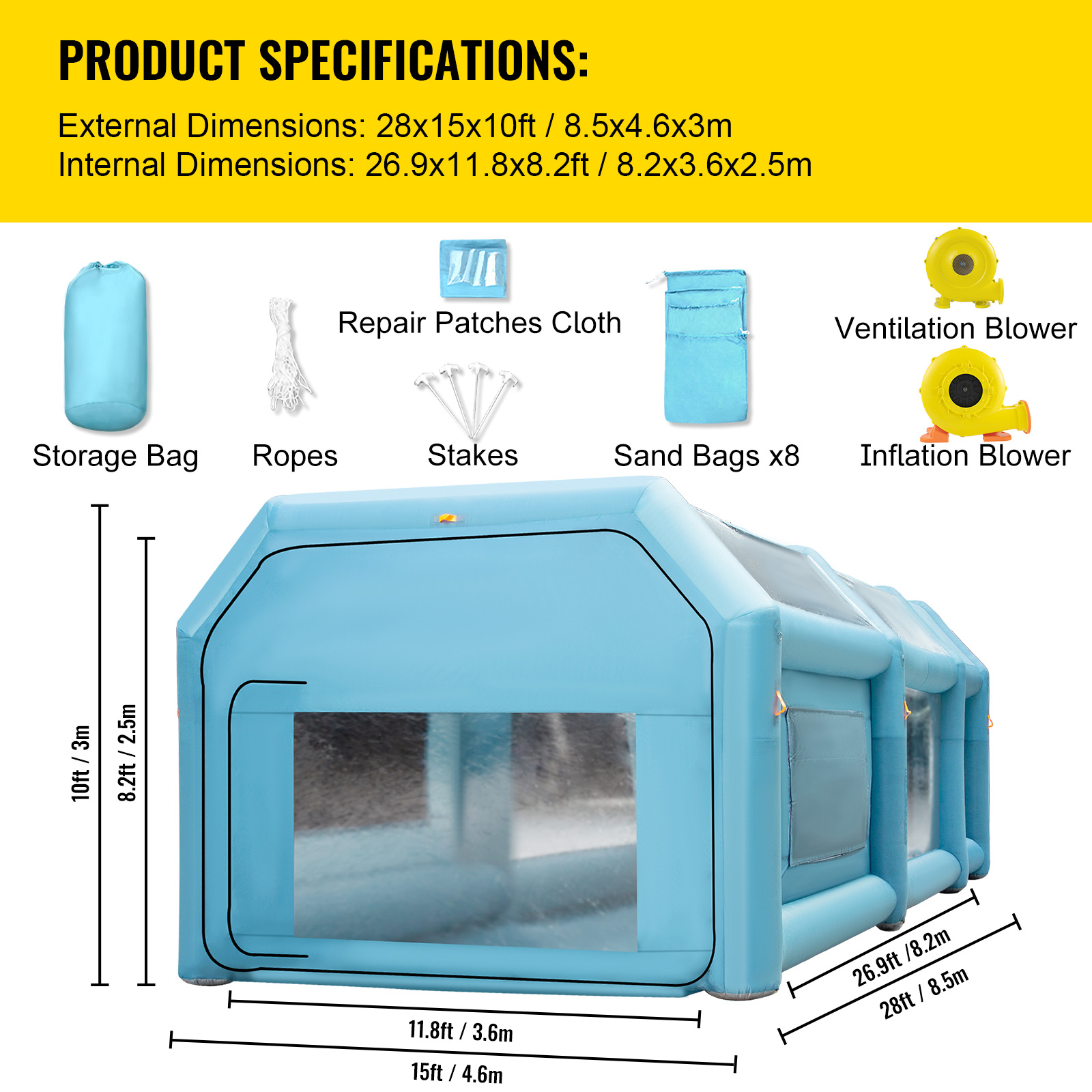 Inflatable Paint Booth Spray Booth Car Tent w/2 Blowers 5 Sizes For Choice - Picture 52 of 54