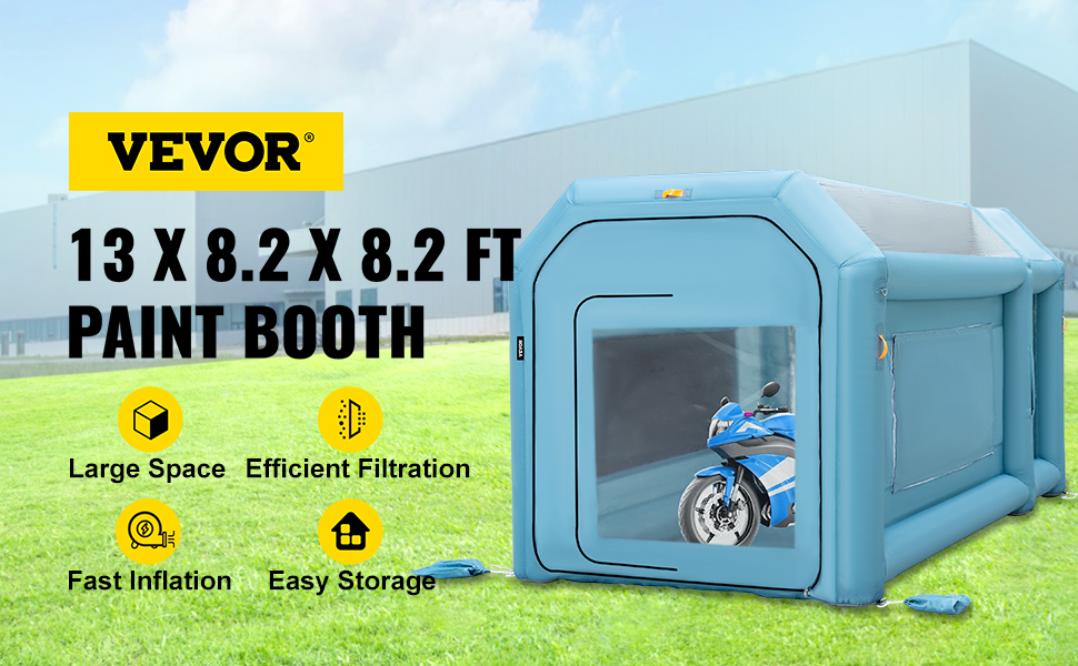 VEVOR Inflatable Paint Booth, 20x13x8.5 ft Spray Paint Booth, Powerful 750W+350W Blowers Inflatable Spray Booth with Air Filter System, Car Paint
