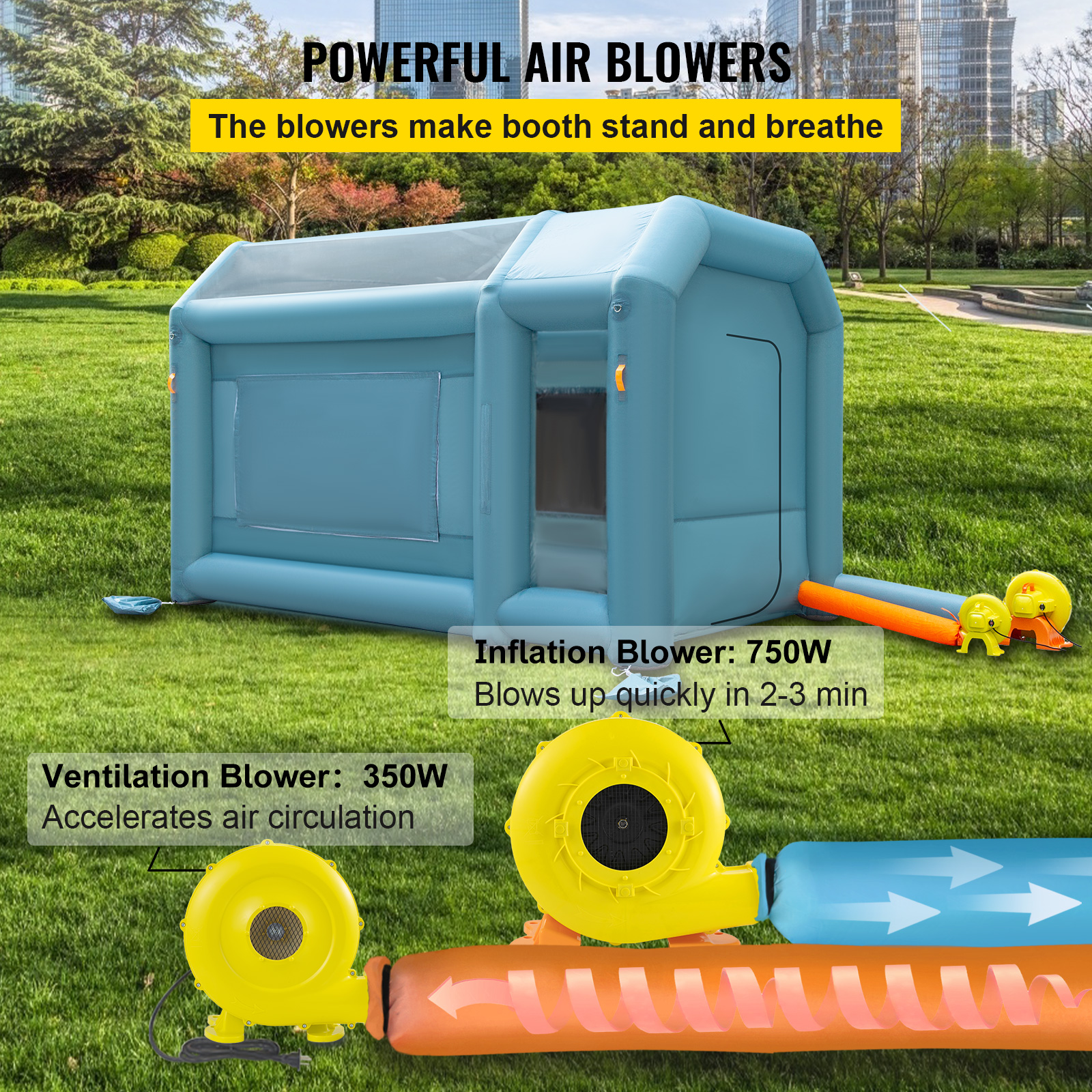 Inflatable Paint Booth Spray Booth Car Tent w/2 Blowers 5 Sizes For Choice - Picture 8 of 54