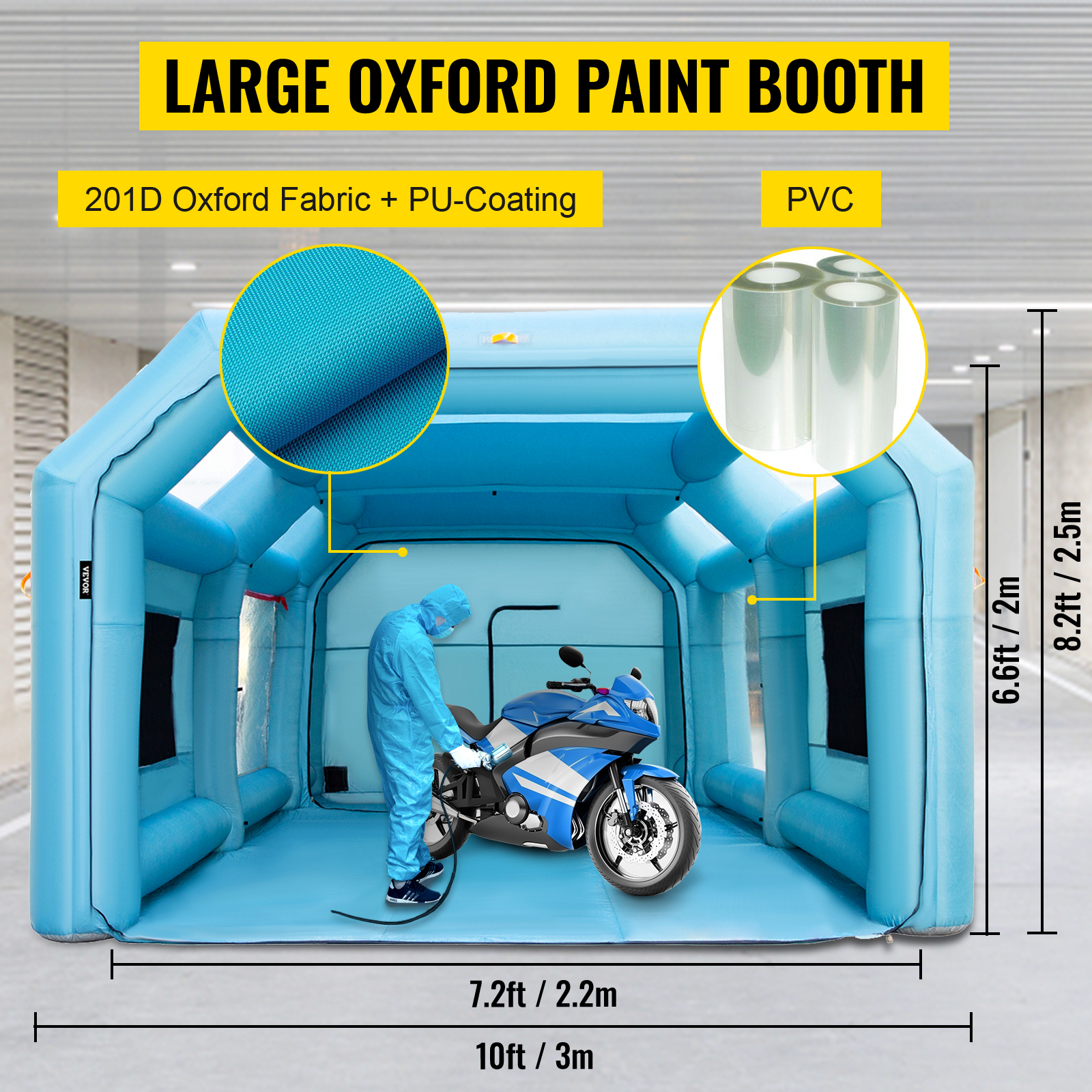 Vevor Large Inflatable Spray Booth Paint Tent 20x10x8ft Car Commercial With  2 Blowers High Powerful 750w+350w Blowers Inflatable - Tool Parts -  AliExpress