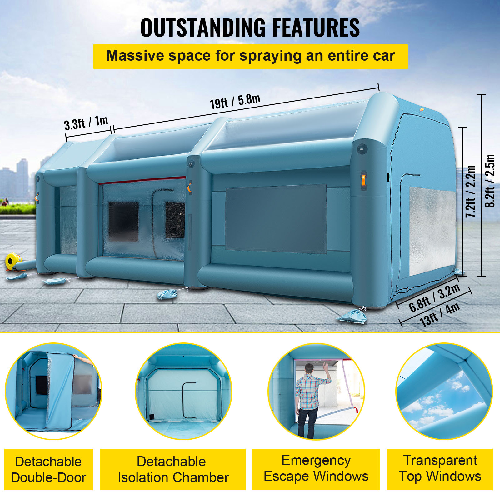 Inflatable Paint Booth Spray Booth Car Tent w/2 Blowers 5 Sizes For Choice - Picture 18 of 54