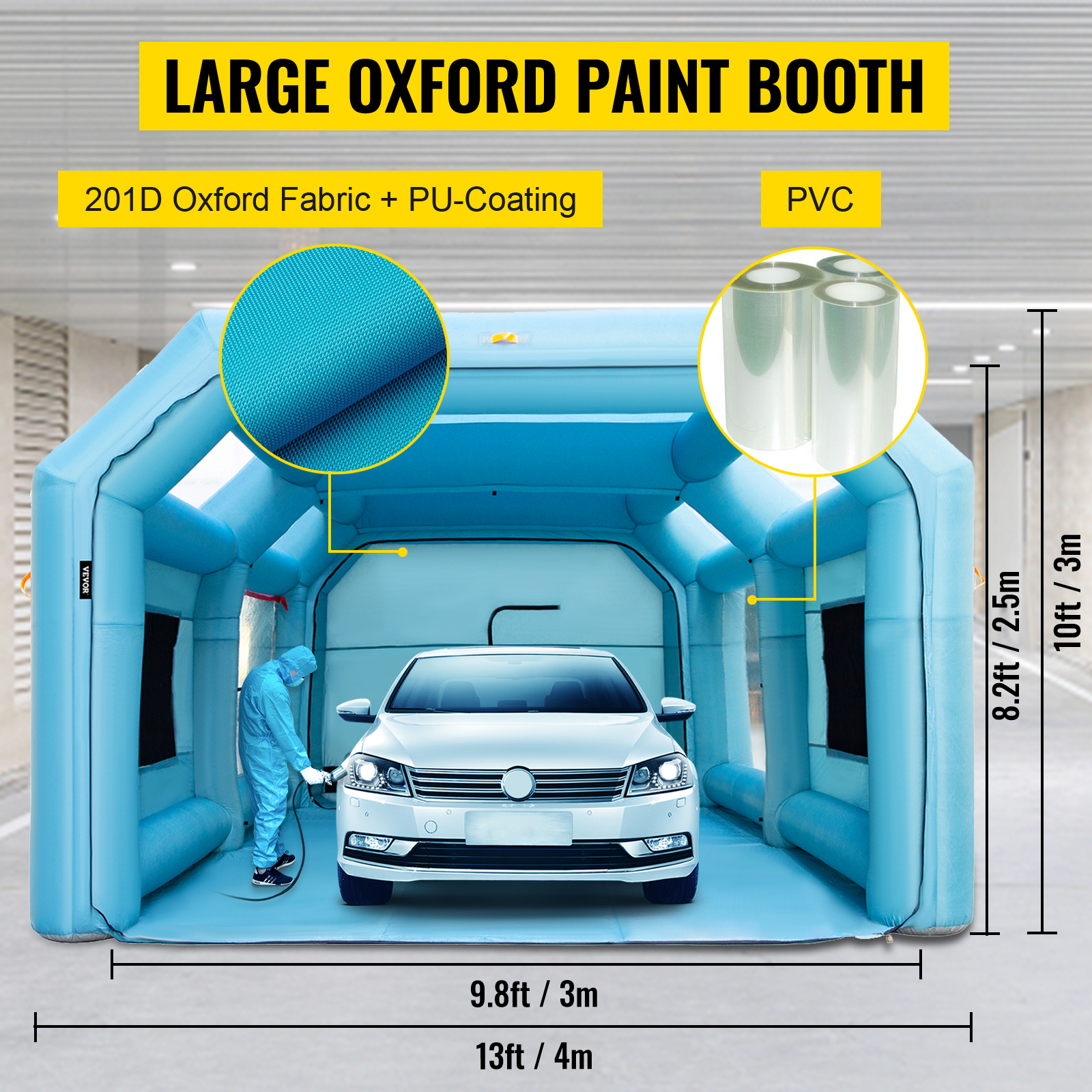 VEVOR Portable Inflatable Paint Booth, 13 x 8 x 8ft Inflatable Spray Booth,  Car Paint Tent w/ Air Filter System & 2 Blowers, Upgraded Blow Up Spray