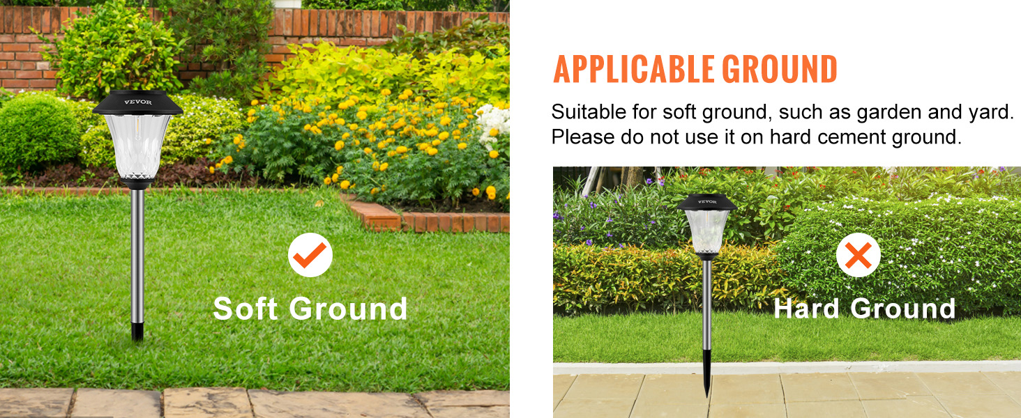 VEVOR Solar Outdoor Lights, 6 Pack Bright up to 16h, Waterproof Pathway