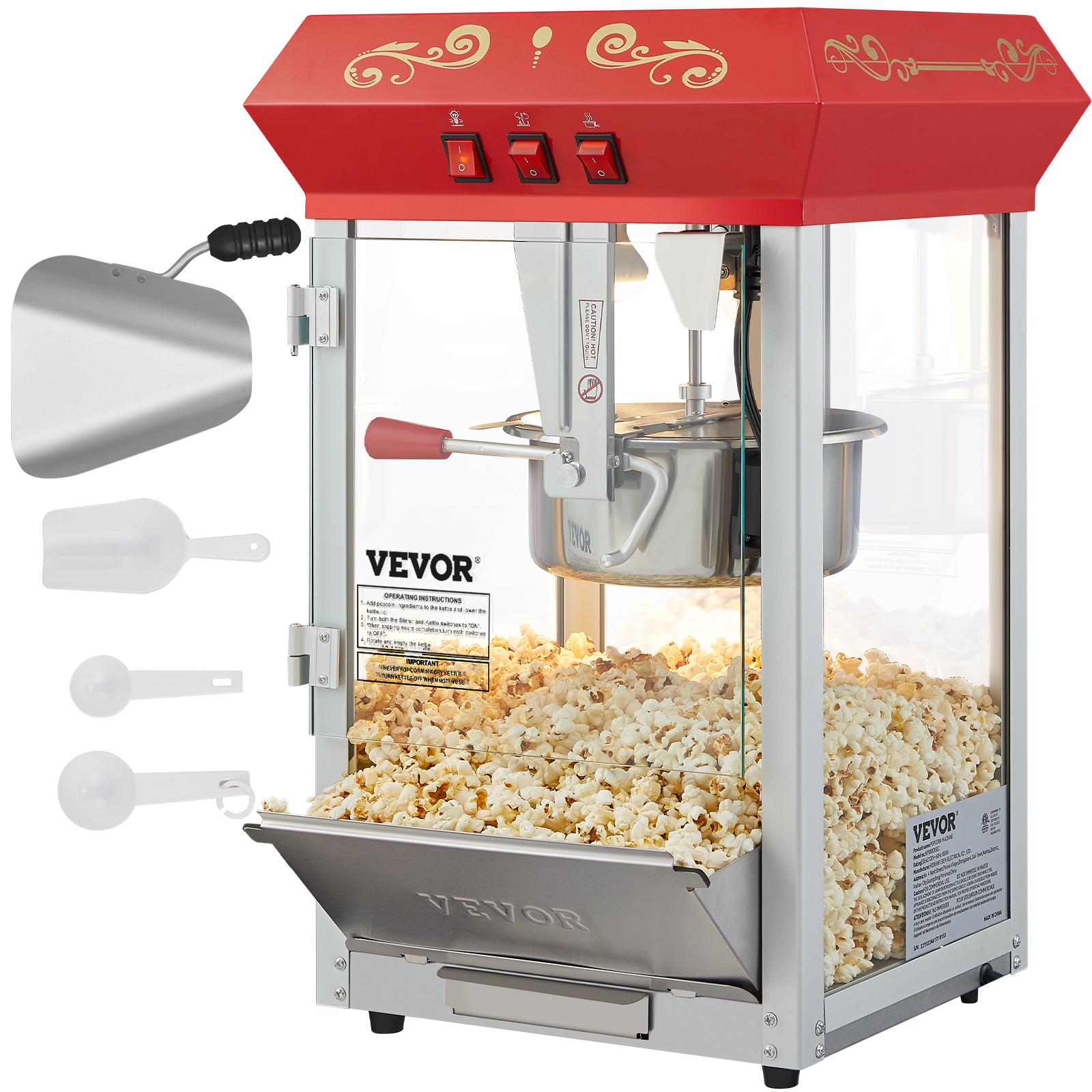 Commercial Popcorn Machine,with Cart,8 Oz,48 Cups