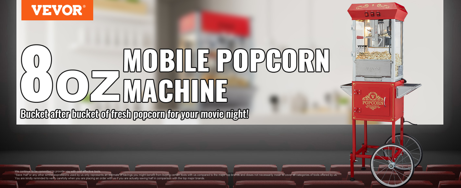 Popcorn Machine, 28-Cup 800W Fast Hot Oil Popcorn Maker with