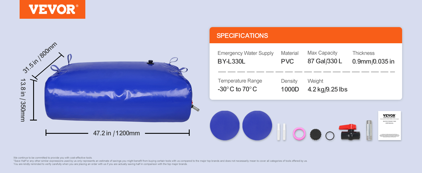 Emergency Bathtub Water Bladder 2-Pack - 40 Gallon BPA-Free Drinking Water Storage For Disasters