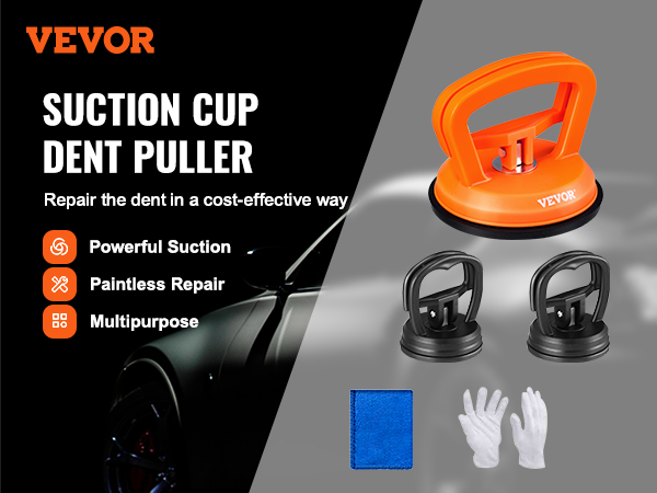 VEVOR Dent Removal Kit, 3 Packs Suction Cups, Dent Puller Handle Lifter  with Gloves and Cloth, Paintless Car Dent Puller Remover for Car Dent Repair,  Glass, Tiles, Mirror Lifting and Moving