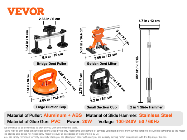 VEVOR 107 PCS Dent Removal Kit, Paintless Dent Repair Kit with