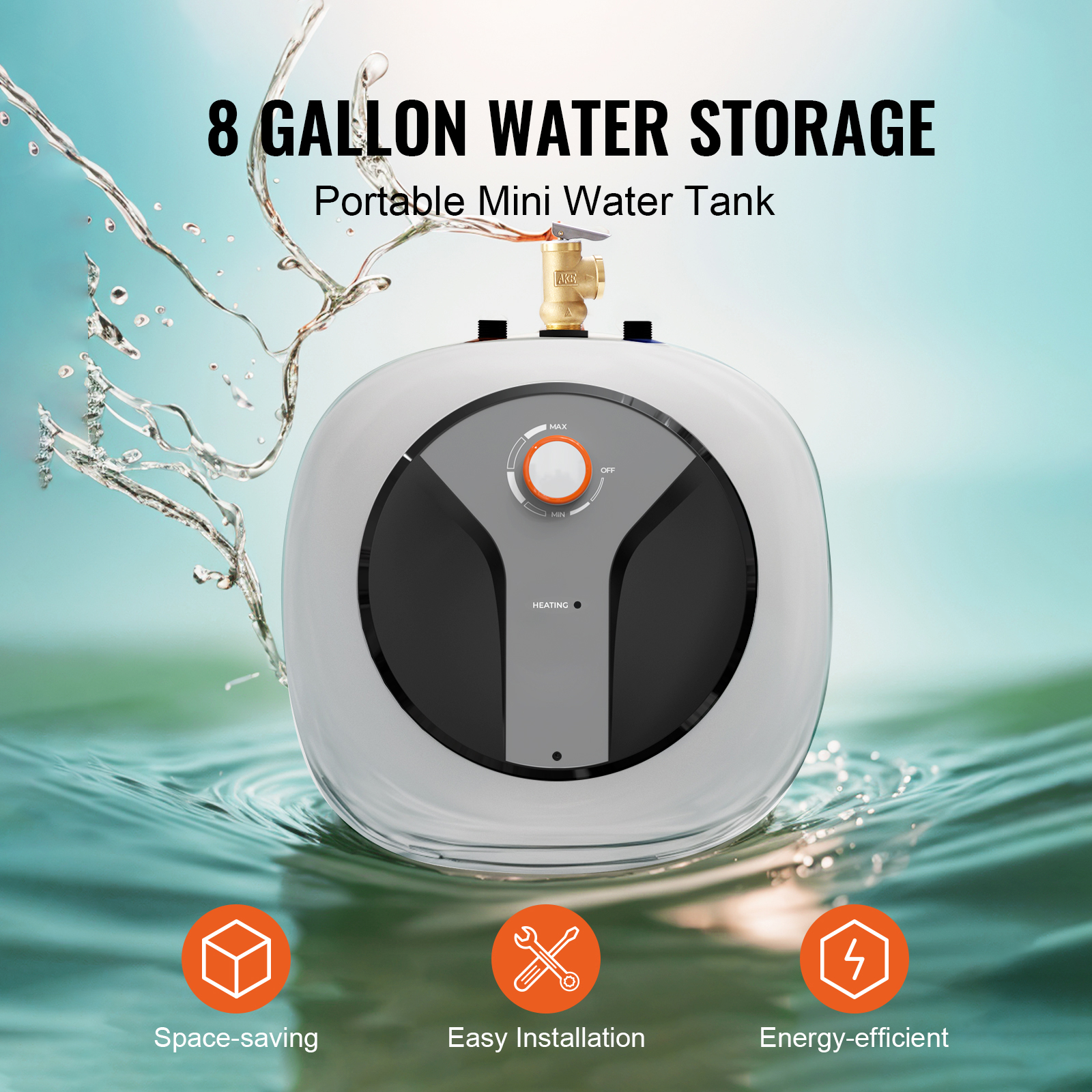 2.5/4/8 Gal Electric Hot Water Heater Mini Tank Compact 1400W Kitchen Sink - Picture 35 of 44