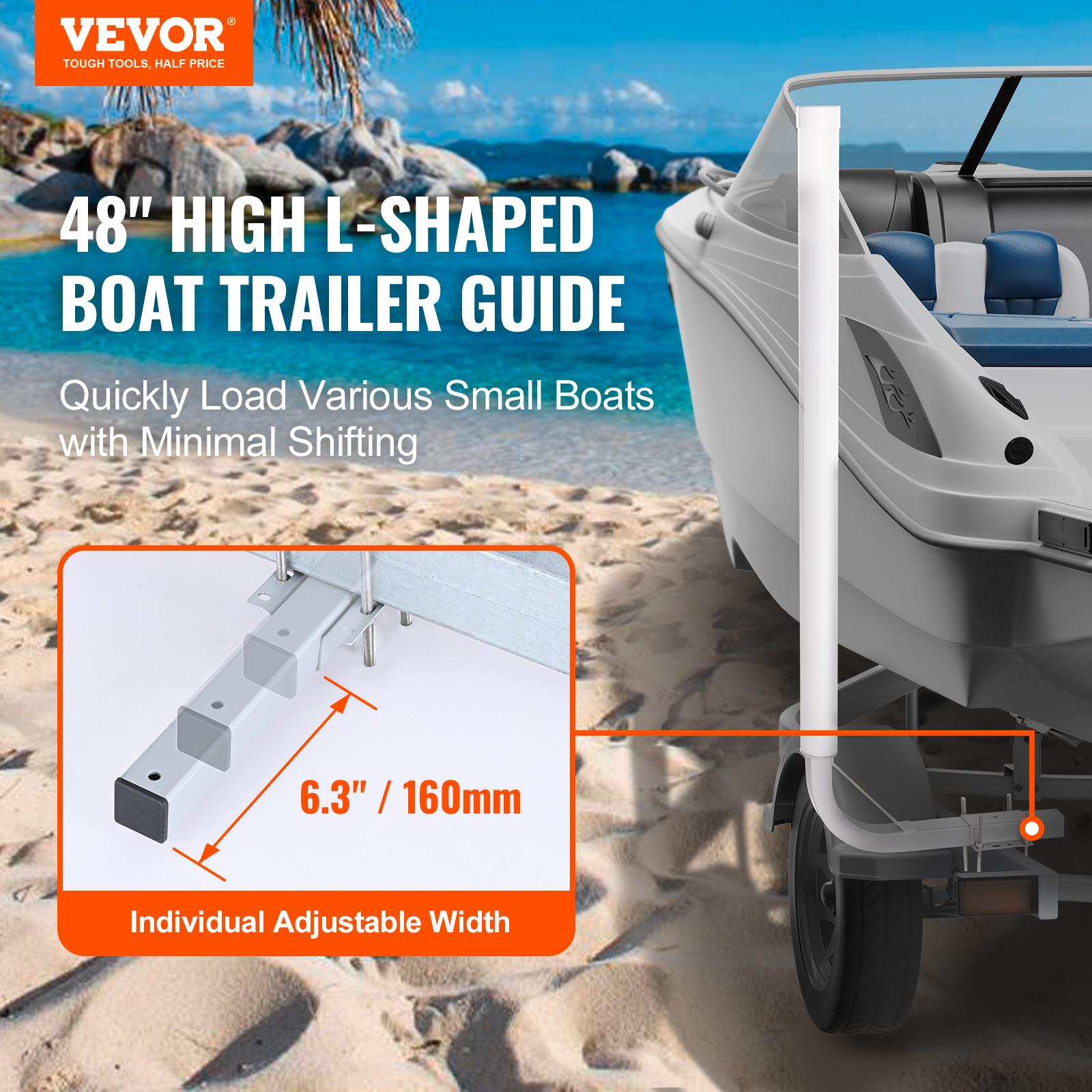 VEVOR Boat Trailer Guide 48/62/43/60/46” Galvanized Guide on PVC Poles Sailboat - Picture 4 of 86