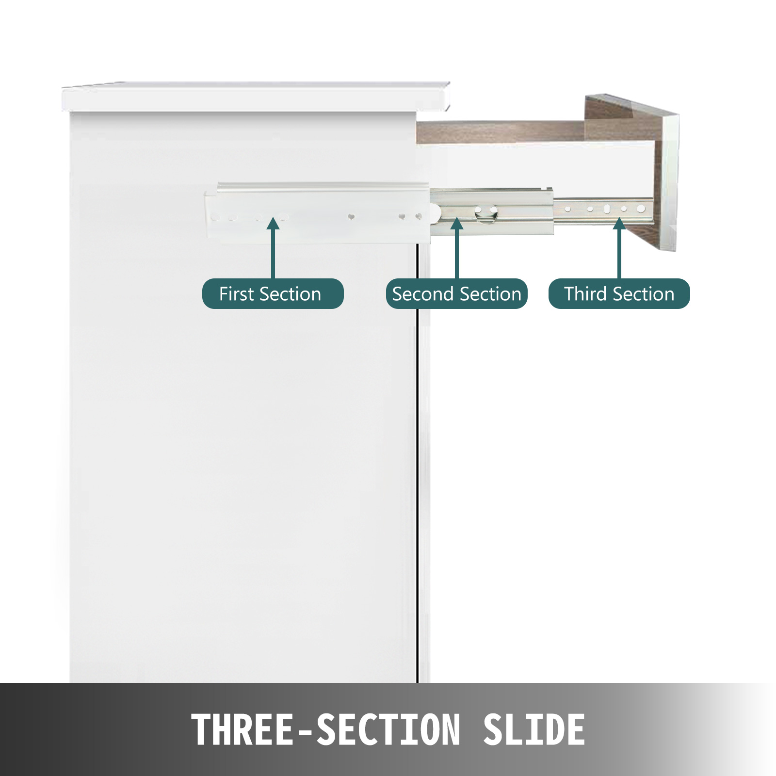 VEVOR Heavy Duty Drawer Slides 10" Length Drawer Slides 500lbs Load