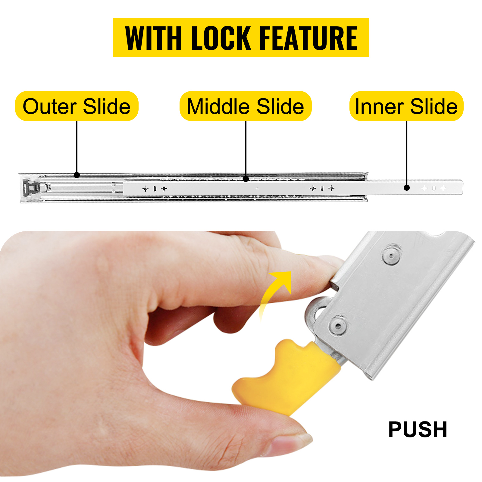 VEVOR Heavy Duty Drawer Slides 2PCS Drawer Slides 26" Locking Drawer