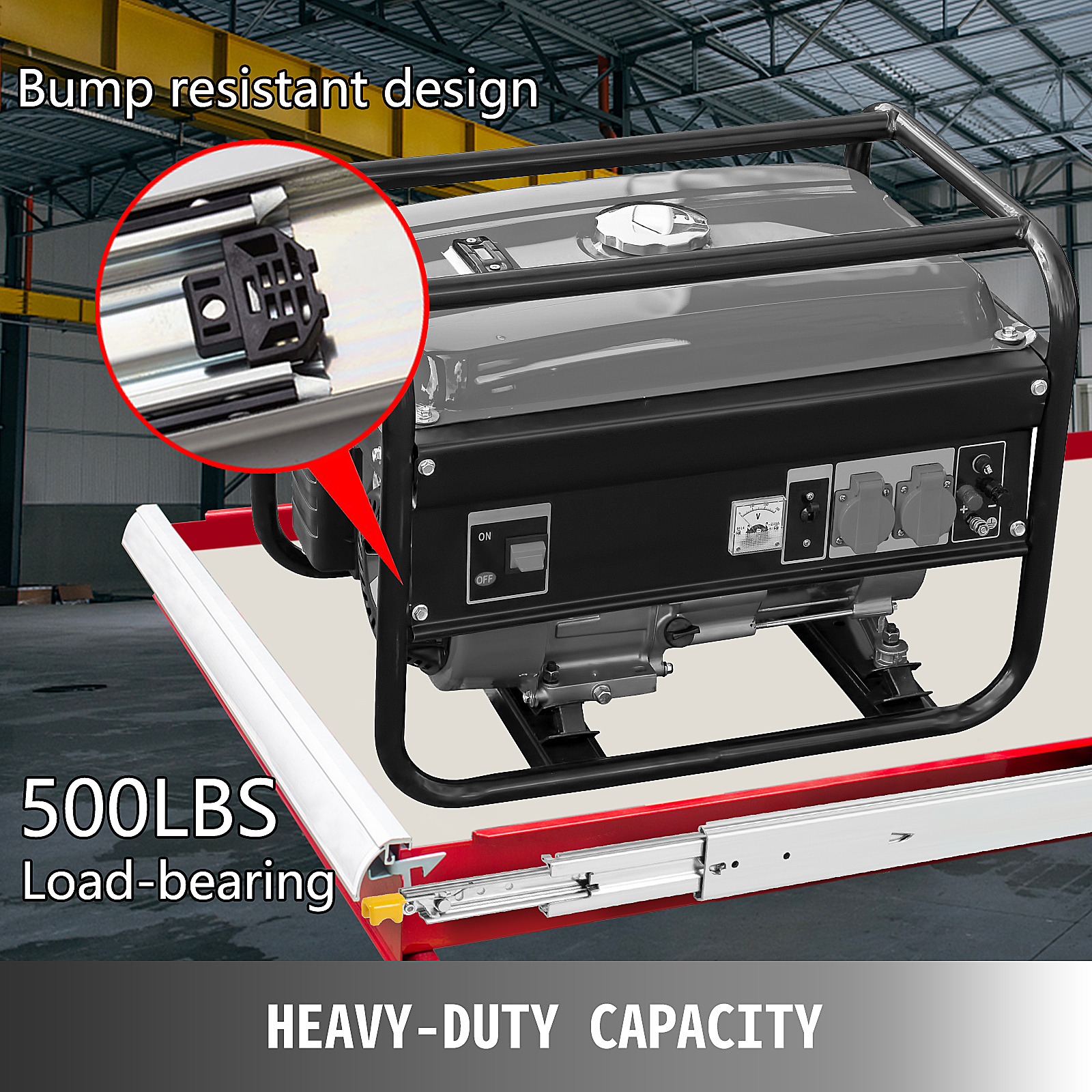 VEVOR Heavy Duty Drawer Slides 26" Length, Locking Drawer Slides 500lbs Load Capacity Long Full Extension Drawer Slide 1 Pair Side Mount Ball Bearing Drawer Glides Push to Open Drawer Runners Rail
