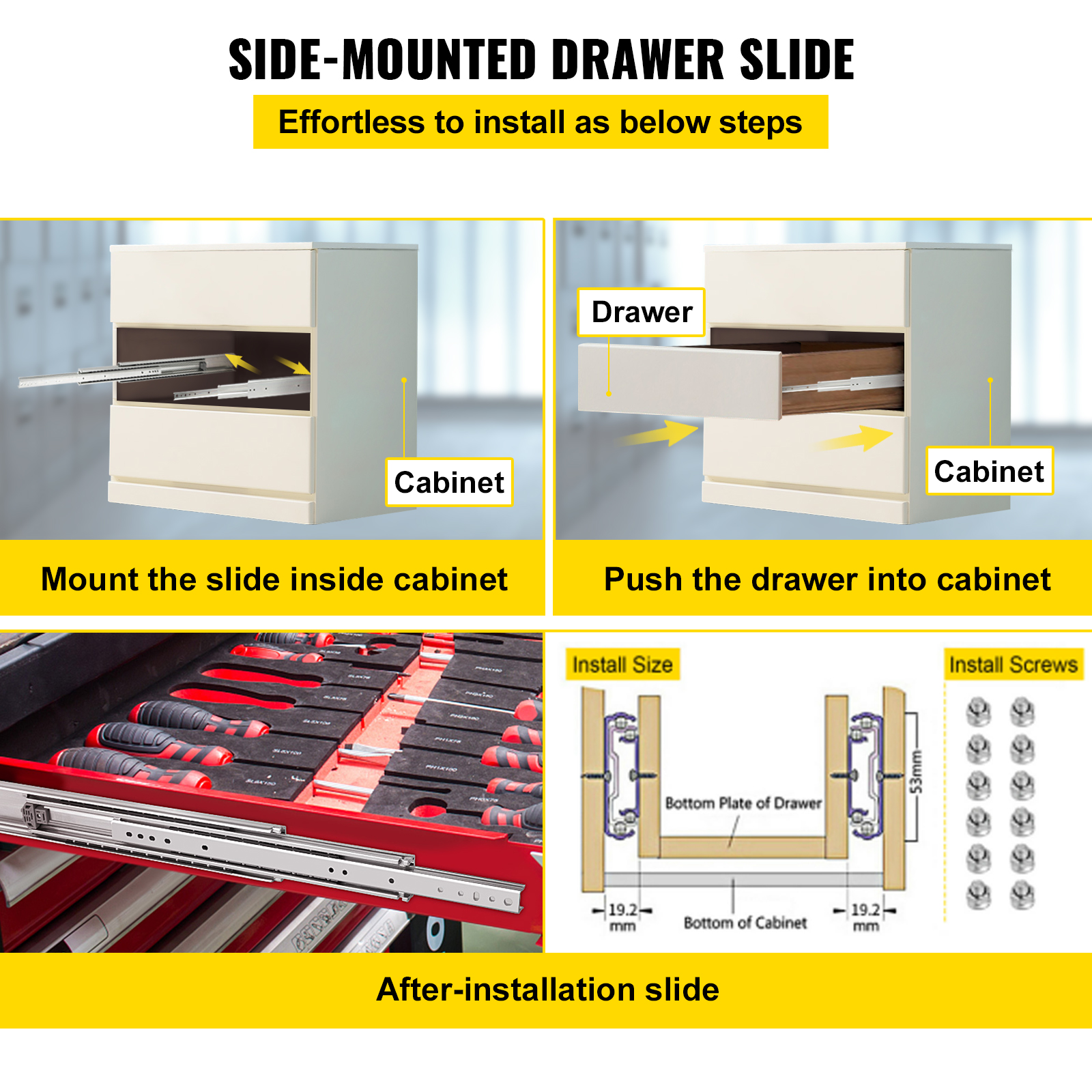 VEVOR Drawer Slide Soft Close Drawer 16-60" Ball Bearing Full Extension 500lbs - Picture 116 of 170