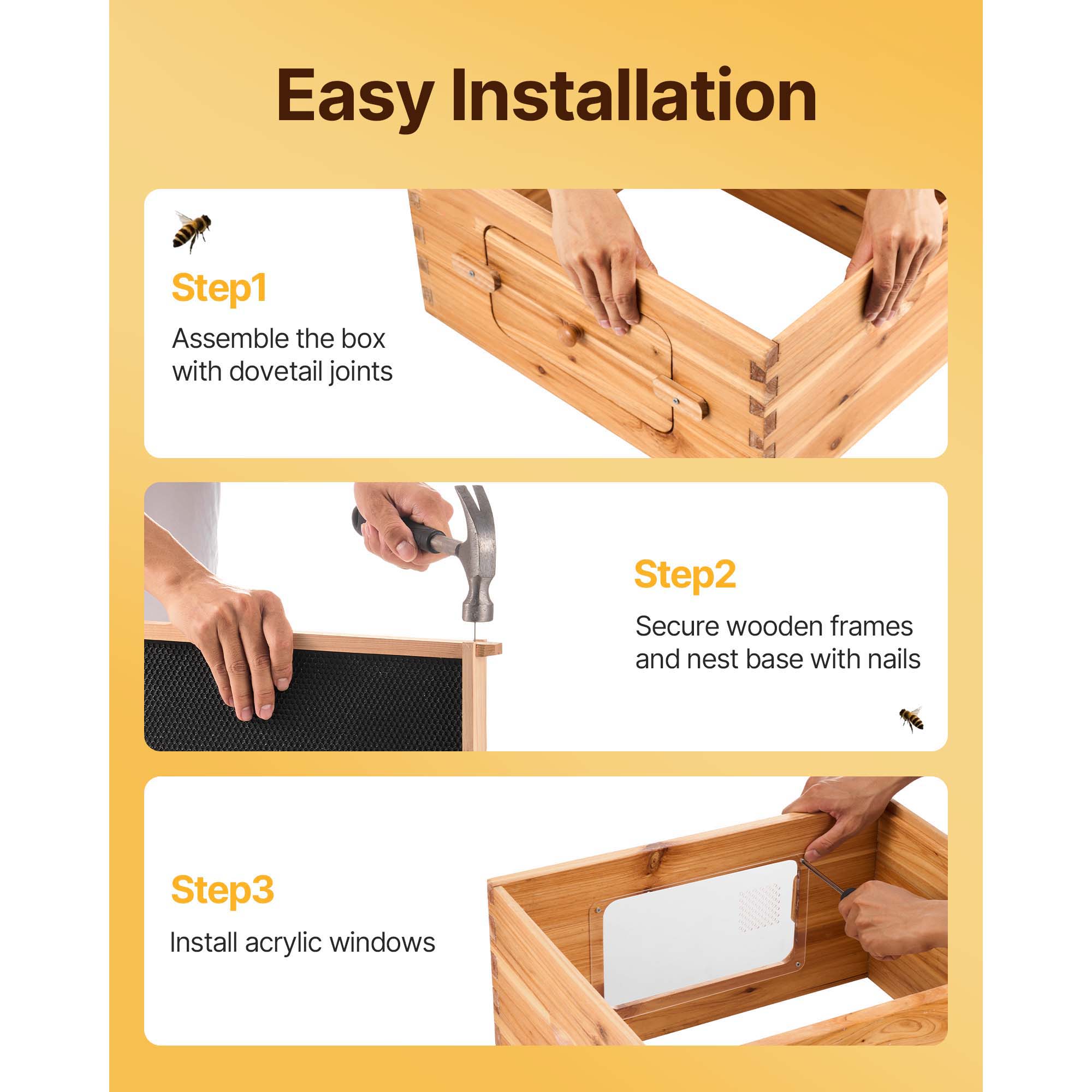 Bee Hive Langstroth Deep Beehive Kit 10 Frames Acrylic Bee Windows | eBay