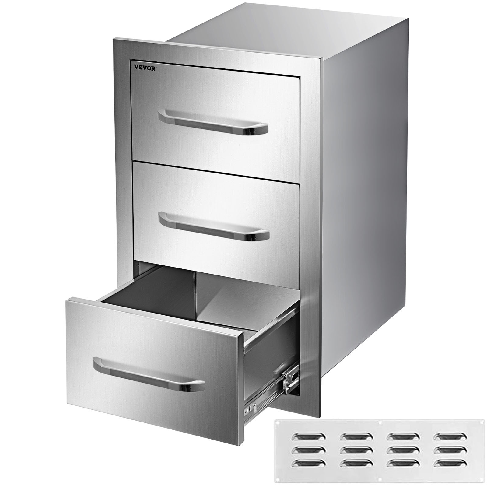 yuxiangBBQ Outdoor Kitchen Drawers Stainless Steel,14 W x 15 H Double Drawers,Flush Mount for Outdoor Kitchen or BBQ Island 