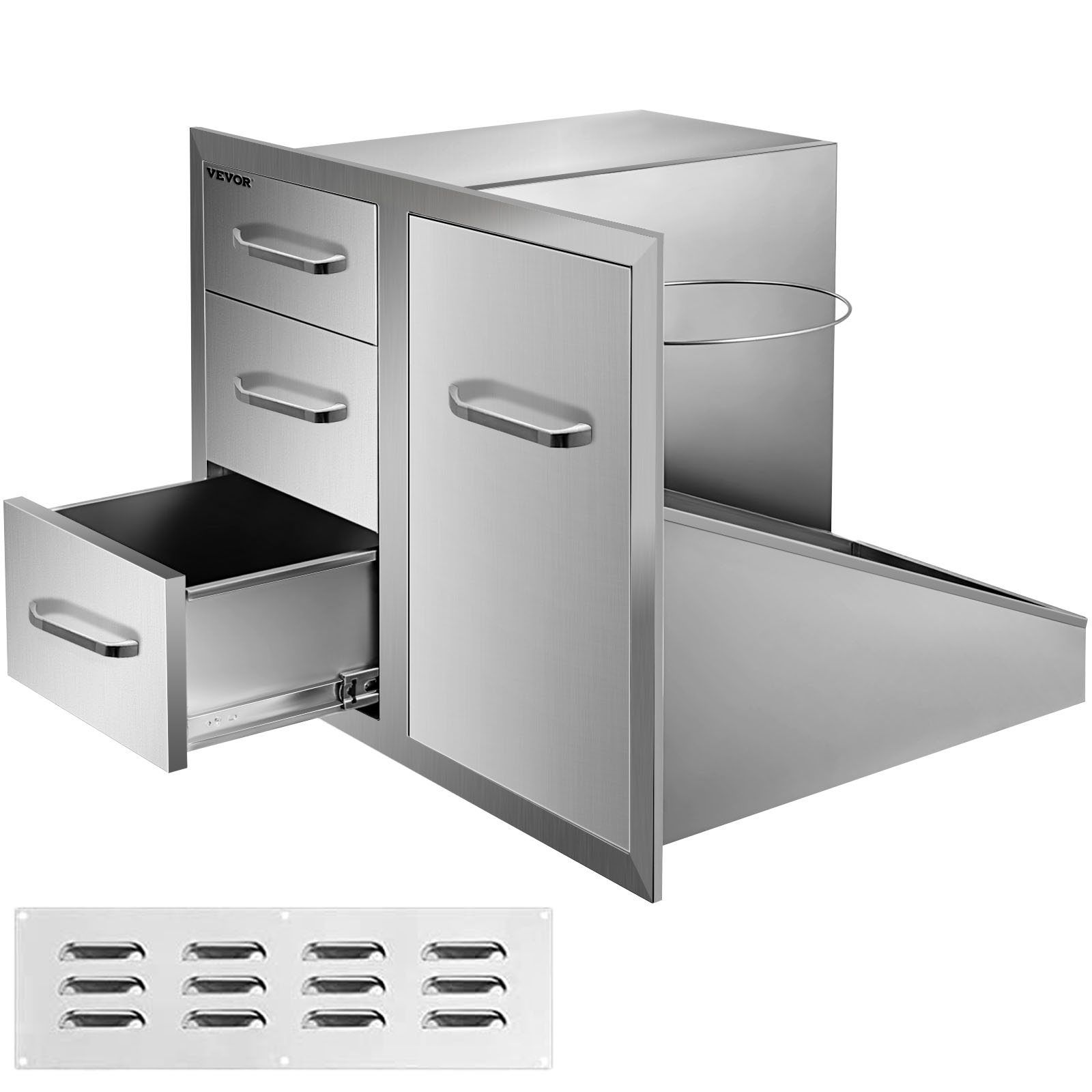 Details about   VEVOR BBQ Island Slide Out Trash Propane Storage Drawer Stainless Steel 16"x22" 