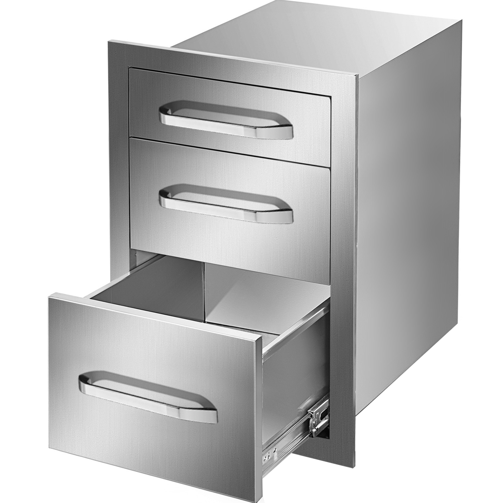 cassetti da cucina per esterni, acciaio inossidabile, cassetti tripli