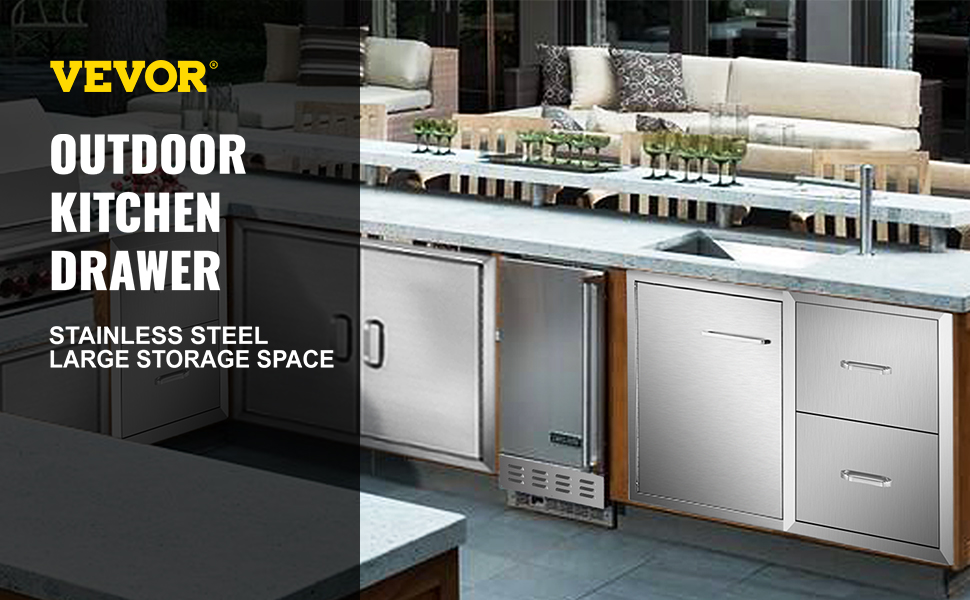 VEVOR 35*21 Cm Stainless Steel Single Drawer Outdoor Kitchen Enclosed