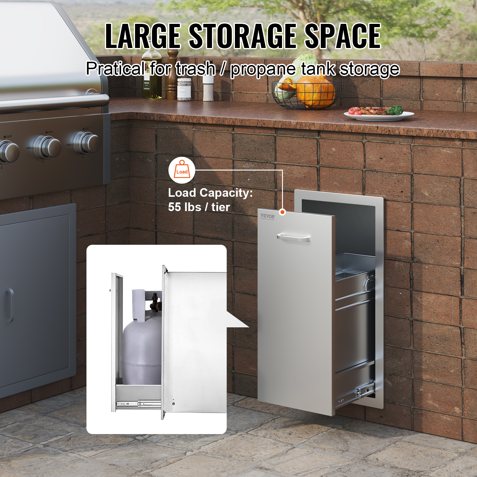 Outdoor Kitchen Drawer BBQ Door Combo Pull Out Trash Drawer BBQ Island ...