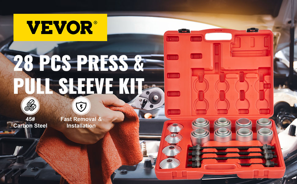 VEVOR Kit à Manchon de Presse et de Traction 28 PCS Outil d'Extraction  Silentbloc Bagues